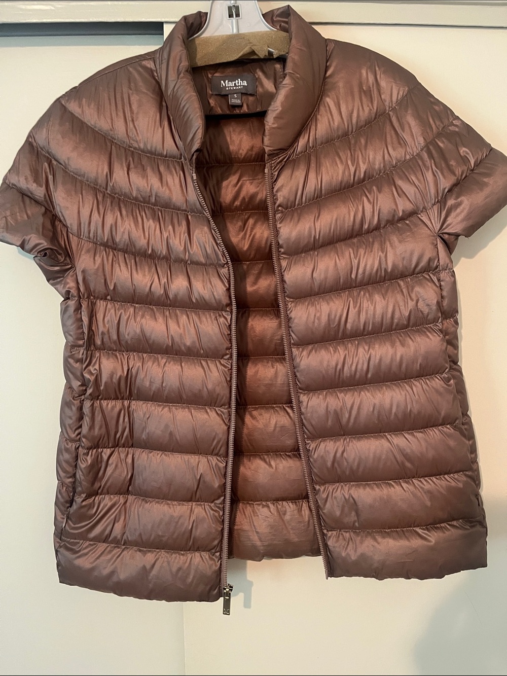 Martha Stewart Short-Sleeve Packable Puffer Jacket - Chocolate Brown